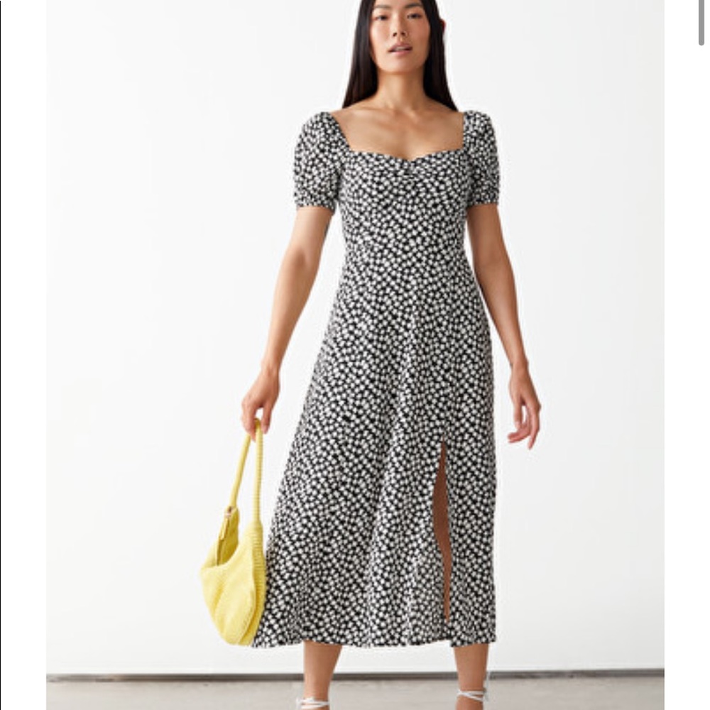& Other Stories Black and White Midi Dress
